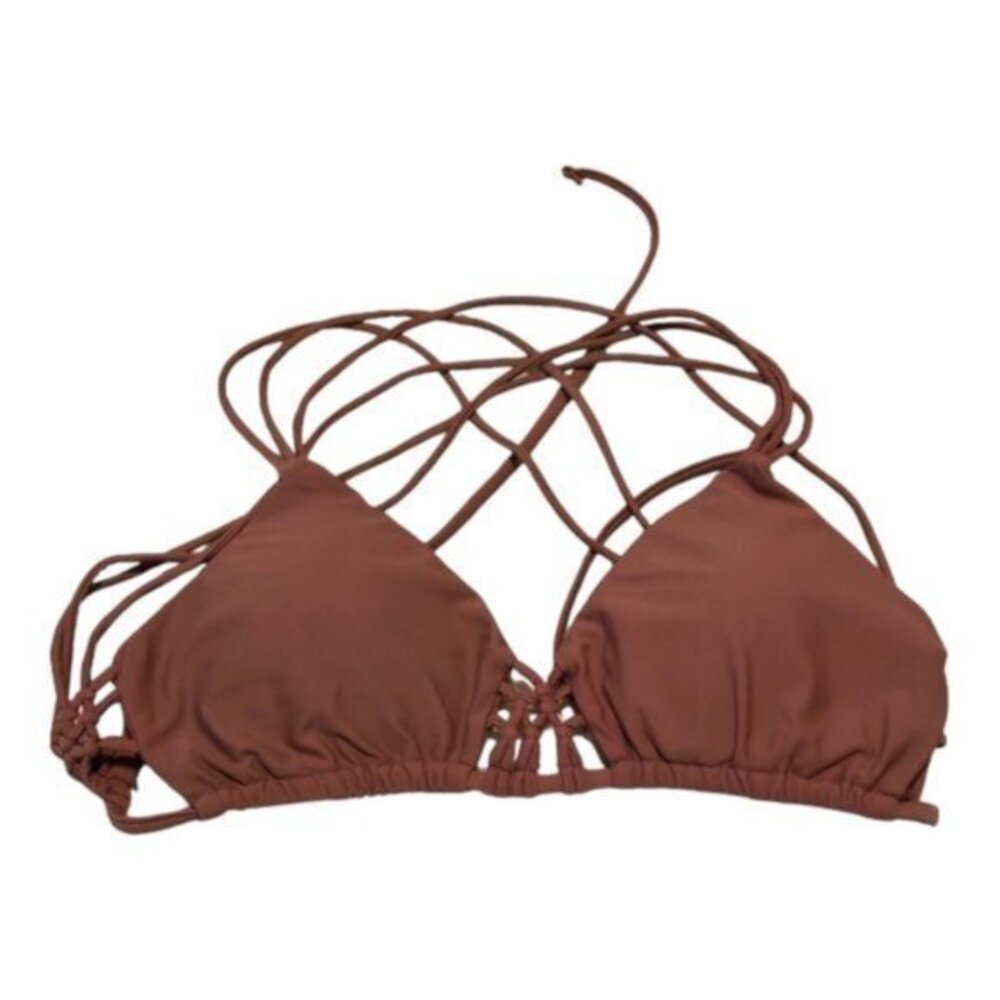 Radar Padded Mauve Crisscross Front & Back Tie Bikini Top Only Size LRG EUC 0132
